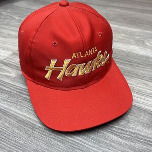 Vintage 90s Sports Specialties Atlanta Hawks Snapback Hat Cap Double Line Script